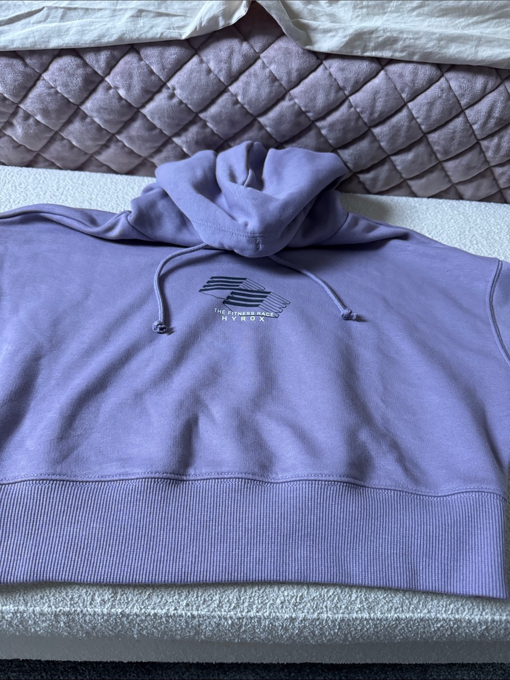 Puma Lavender Cropped Hoodie with Black Logo Print
